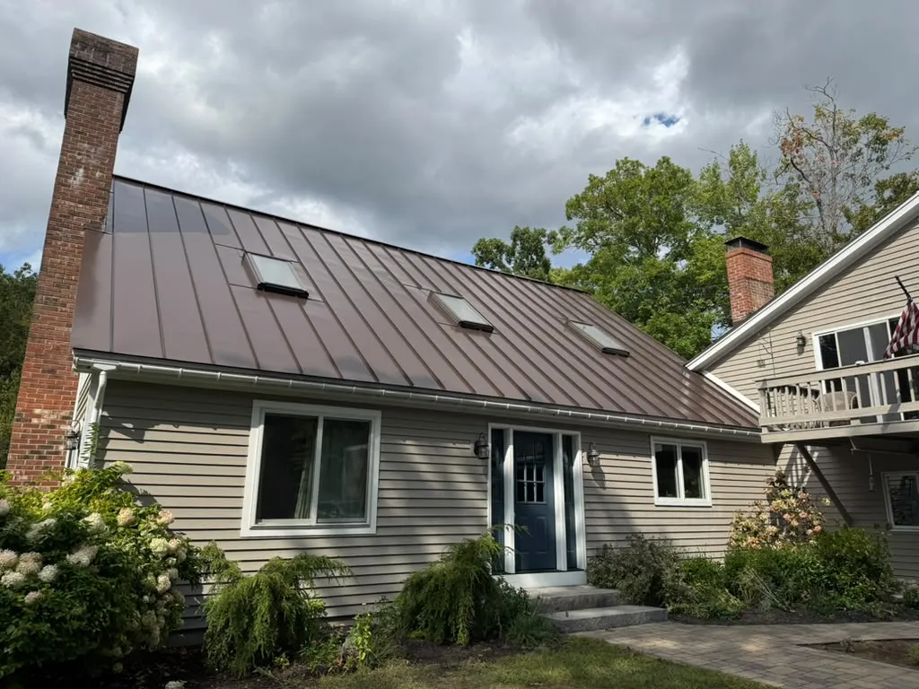 Metal roofing installed over an existing roof in Massachusetts