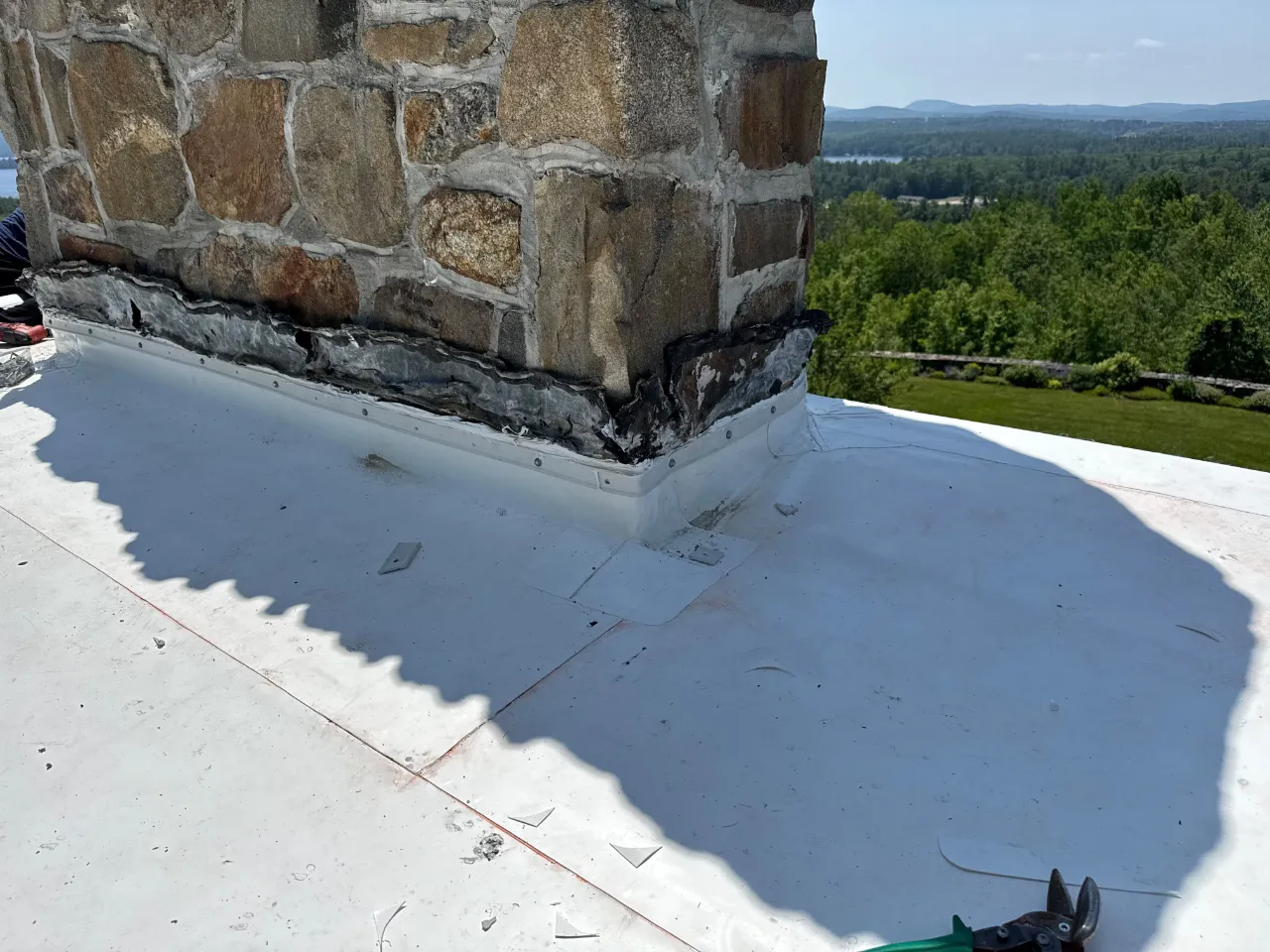 Fully adhered EPDM membrane on a residential flat roof
